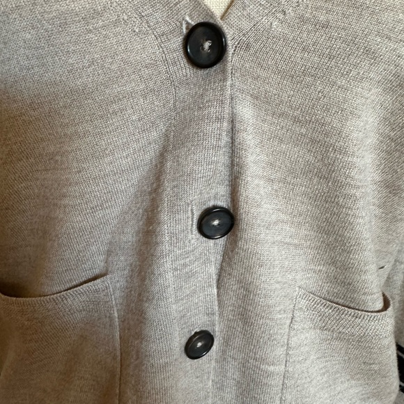 Madewell tan cardigan with black. 100% wool. Size Large - Picture 3 of 7
